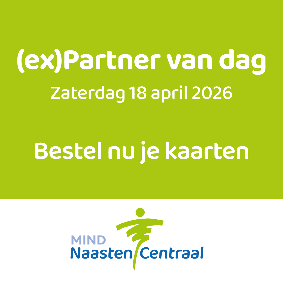 Kaartverkoop gestart! (Ex)Partner van dag – 18 april 2026